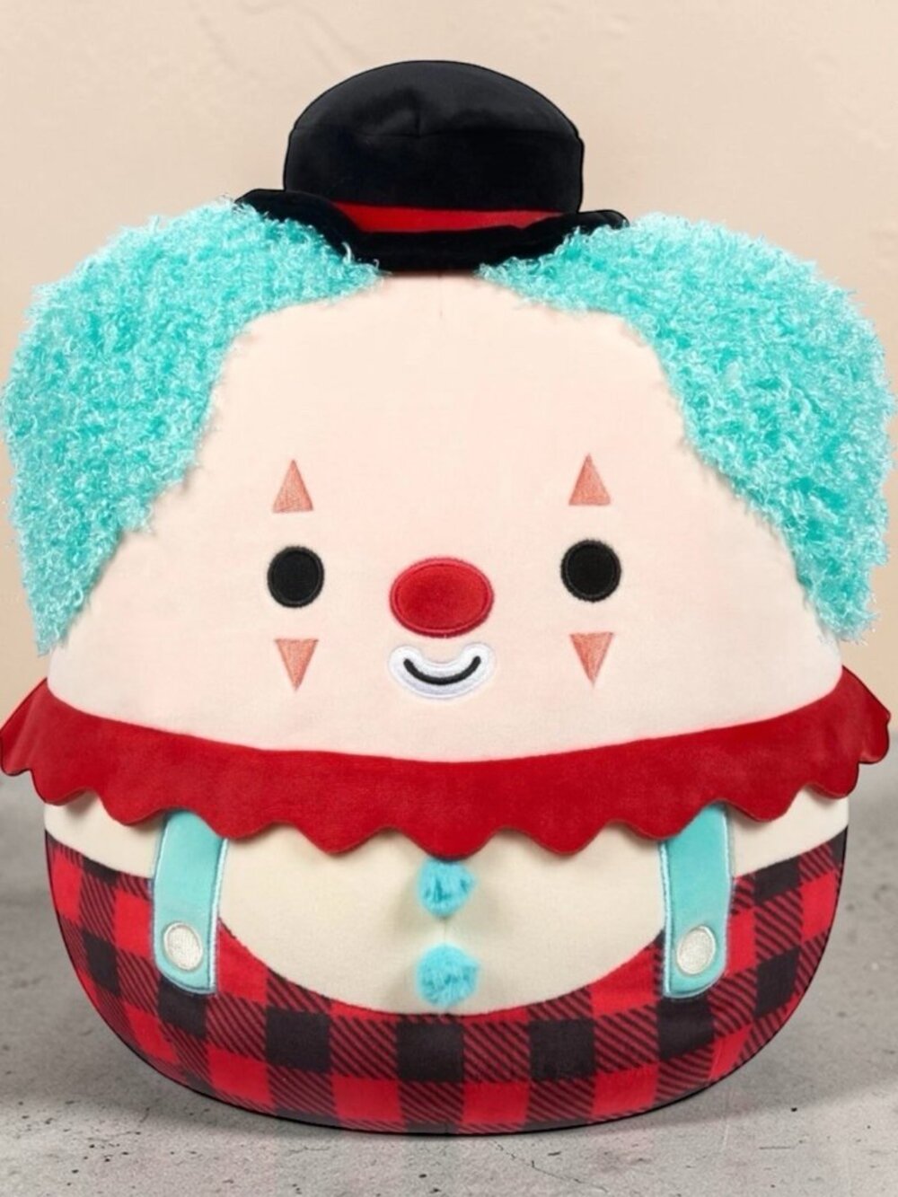 Squishmallows 12" Ukee the Clown Plush Teal Hair Black Bowler Hat BNWT Exclusive